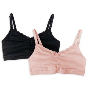 Secret Treasures NURSING Maternity Ribbed Lace Trim Bralettes 2 Pack  Sm NWT